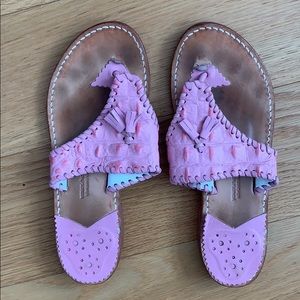 Palm Beach Sandal - Pink Croc Leather